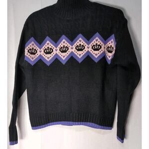 Juicy Couture Women's Black Cable Knit Sweater Crown Size Small (538)